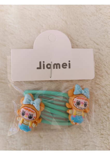 Labubu Model Seramik Kostümlü Mine Kaplamalı Üçgen Çiftli Çıt Çıt Toka