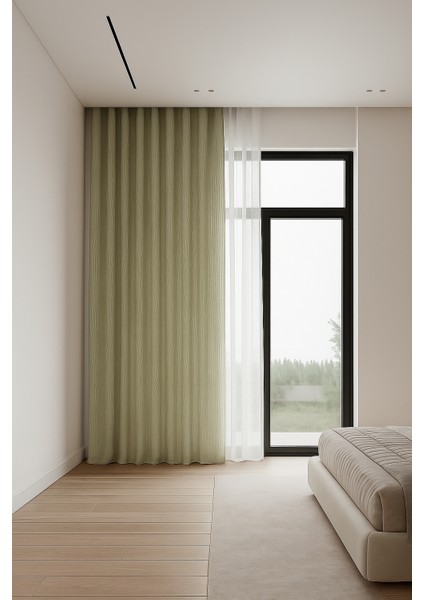 Jakar Fon Perde - Bej - Pileli Dikim - 1x2,5 Pile - Jkr 621