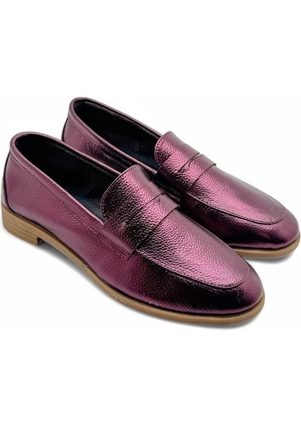 Kadın hakiki deri loafer günlük ayakkabı fabriano