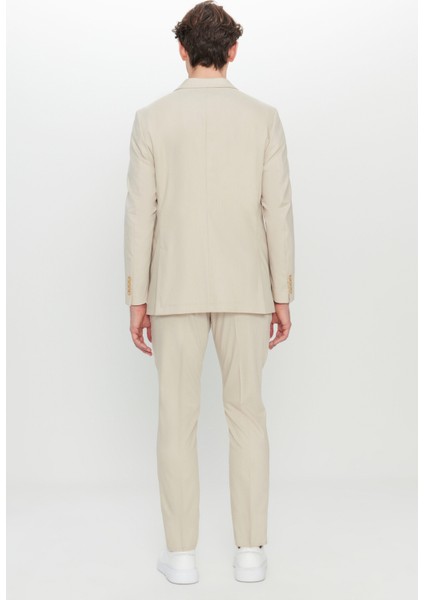 Slim Fit Dar Kesim Kırlangıç Yaka Kapak Cepli Esnek Takım Elbise