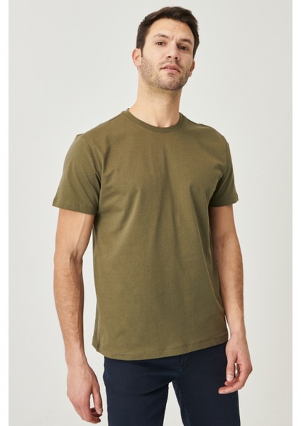 Erkek Hakı-bej Melanj Slim Fit Dar Kesim Bisiklet Yaka 2'li Tişört Paketi fırsatları