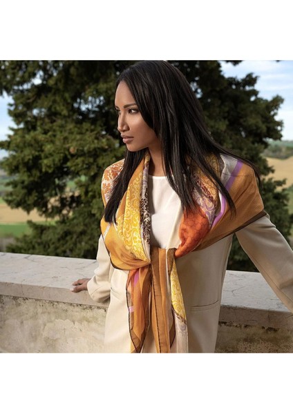 Daphne Italyan Malı Premium Series Ünlü Barbieri Yapımı Fular Bandana Şal Como Eşarp