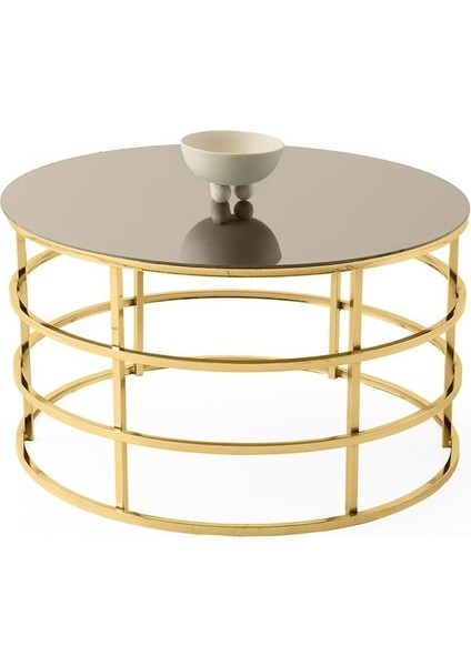 Bronz Cam Afra Orta Sehpa