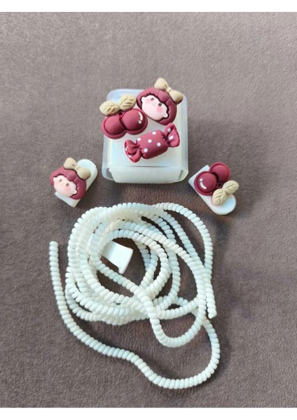 18/20 W Şarj Cihazı Uyumlu Figürlü Şarj Cihazı Koruma Seti Sevimli Kız Figürlü