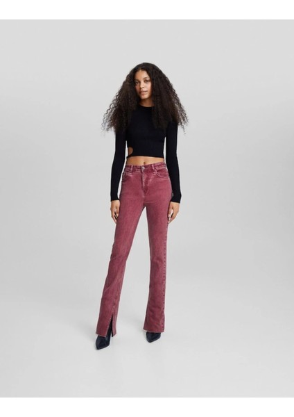 Allbucks Bershka, Straight Flare Yırtmaç Detaylı Jean Pantolon ABBRS0058