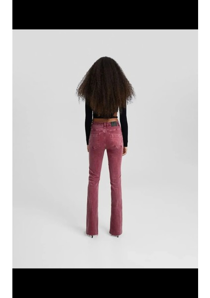 Allbucks Bershka, Straight Flare Yırtmaç Detaylı Jean Pantolon ABBRS0058 fiyatları