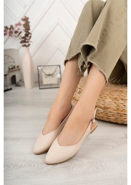 Kadın Krem Cilt Arkası Acık Sivri Burun Günlük Babet fiyatları