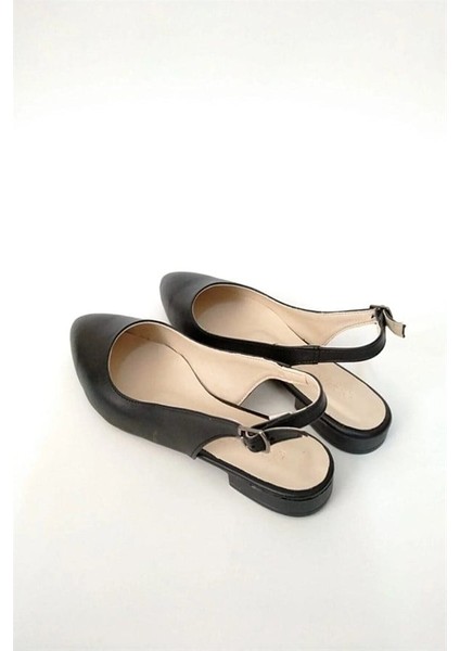 Kadın Siyah Cilt Arkası Acık Sivri Burun Günlük Babet modelleri