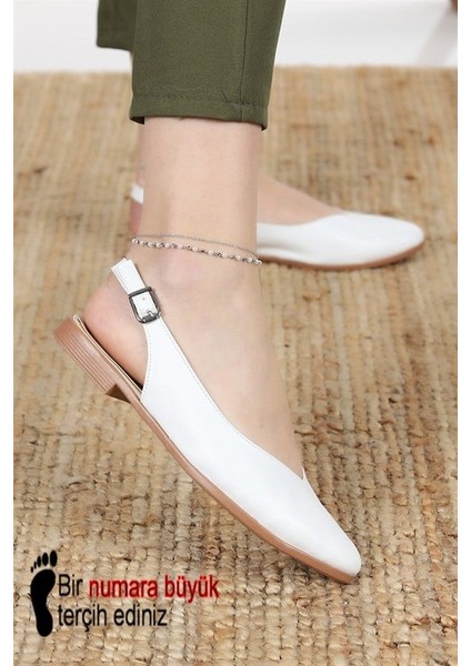 Kadın Misty Beyaz Arkası Acık Sivri Burun Günlük Babet