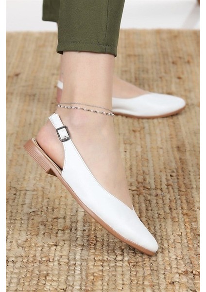 Kadın Misty Beyaz Arkası Acık Sivri Burun Günlük Babet fiyatları