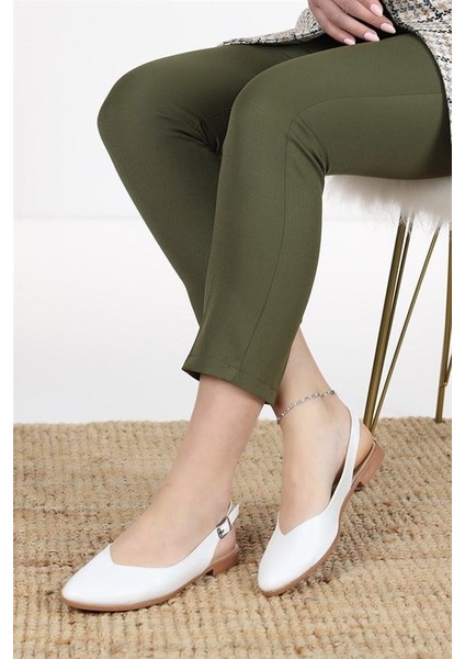 Kadın Misty Beyaz Arkası Acık Sivri Burun Günlük Babet modelleri