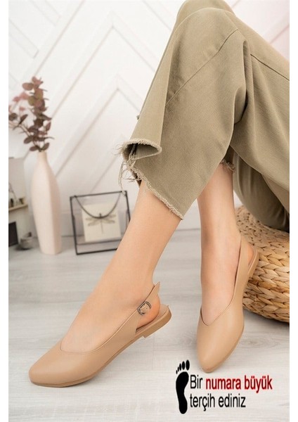 Kadın Ten Cilt Arkası Acık Sivri Burun Günlük Babet