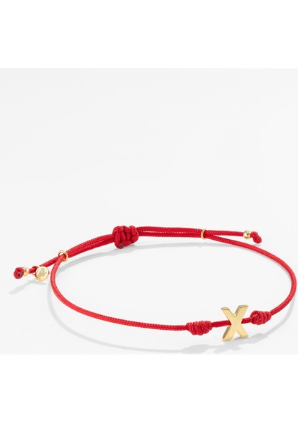 Gümüş Harfli Kırmızı Ipli Ikon Bileklik
