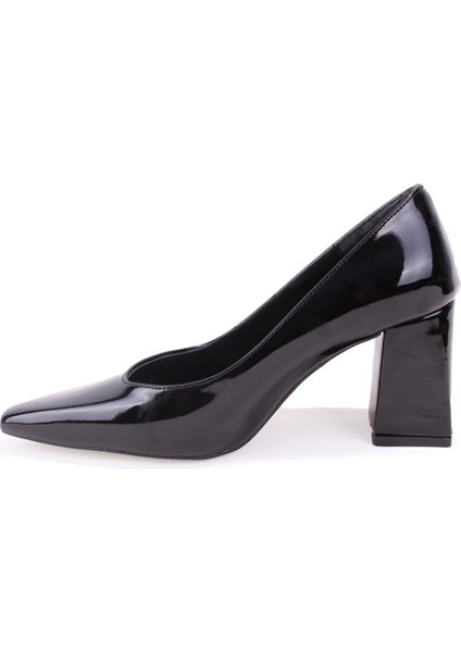 DZA07-129615 Siyah Rugan Stiletto Topuklu Kadın Ayakkabı modelleri
