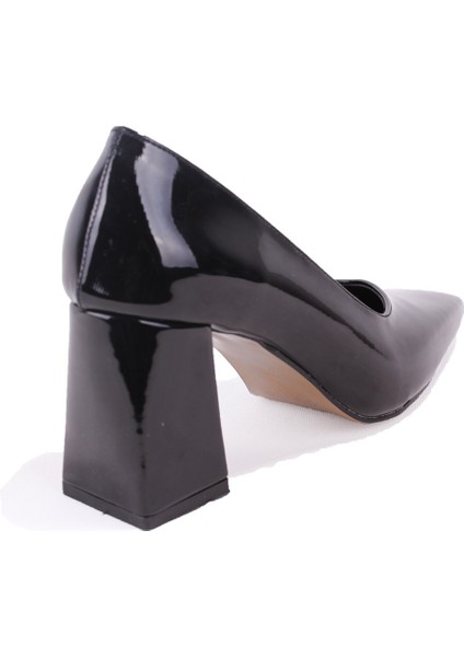 DZA07-129615 Siyah Rugan Stiletto Topuklu Kadın Ayakkabı fırsatları