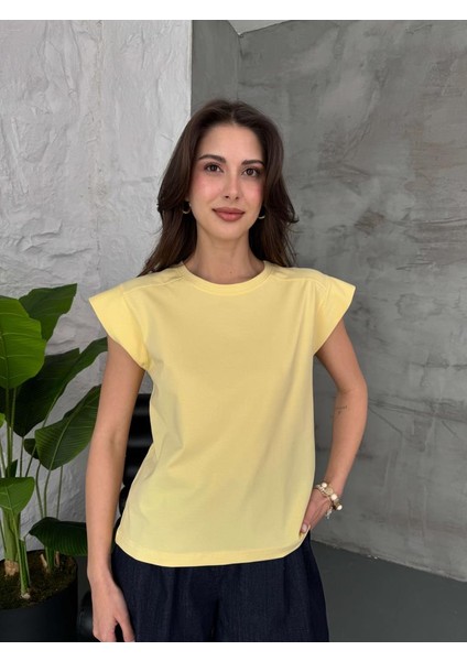 Kadın Basic Bisiklet Yaka Ay Kol T-Shirt %100 Pamuk fırsatları