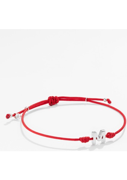 Gümüş Harfli Kırmızı Ipli Ikon Bileklik
