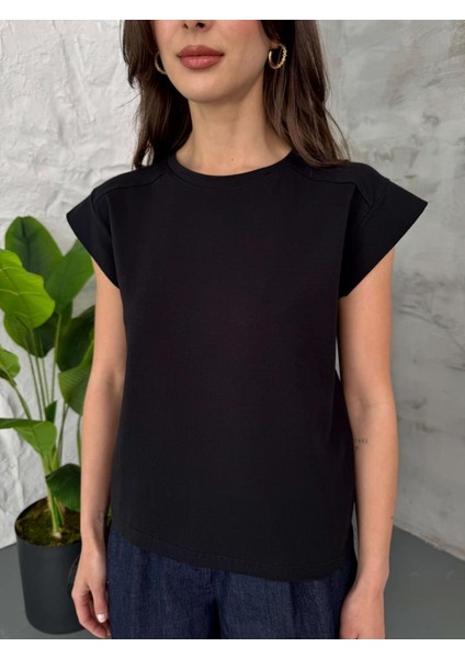 Kadın Basic Bisiklet Yaka Ay Kol T-Shirt %100 Pamuk fiyatları