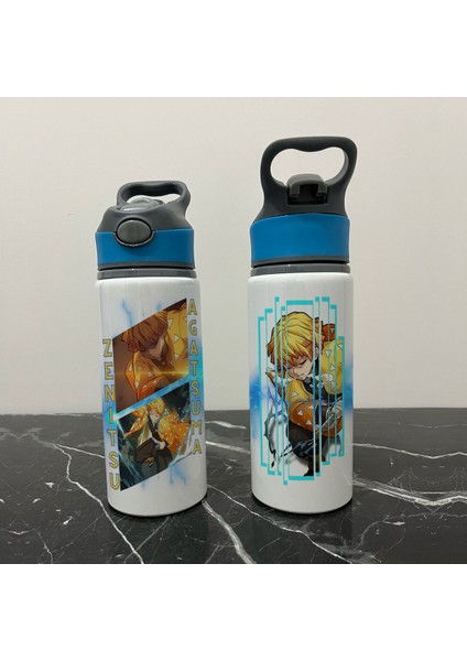 Demon Slayer Zenitsu Pipetli Soğuk Su Matarası