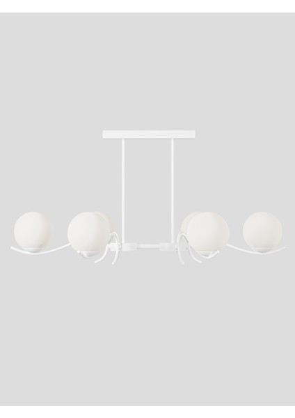 Merla2 6’lı Beyaz Metal Beyaz Camlı Avize | Modern Salon Sarkıt Aydınlatma | Retro Işık Tasarımı fiyatları