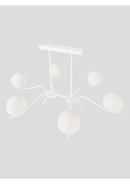 Merla2 6’lı Beyaz Metal Beyaz Camlı Avize | Modern Salon Sarkıt Aydınlatma | Retro Işık Tasarımı fırsatları