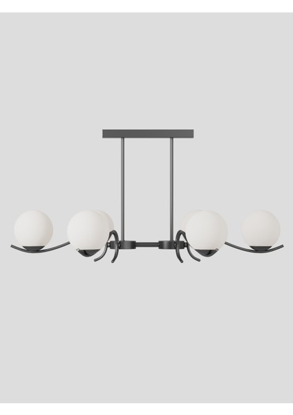 Merla2 6’lı Siyah Metal Beyaz Camlı Avize | Modern Salon Sarkıt Aydınlatma | Retro Işık Tasarımı fiyatları