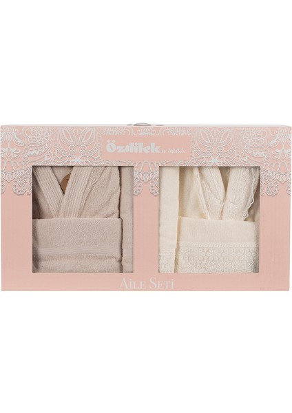 Orkide Aile Bornoz Seti Krem Bej modelleri