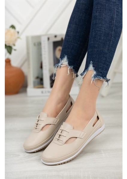 Kadın Krem Günlük Ortopedik Ayakkabı