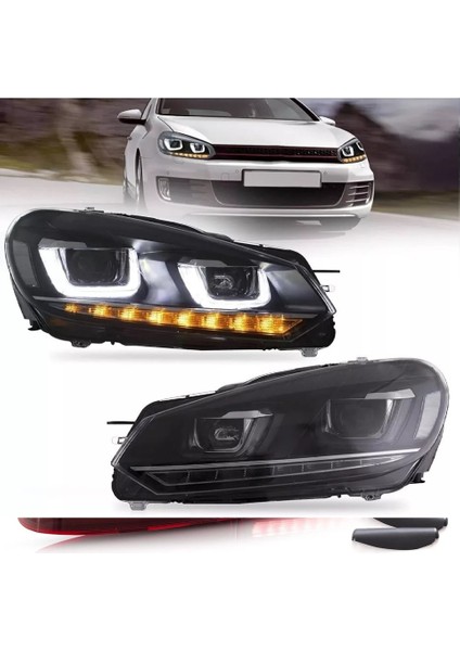 Volkwagen Golf 6 Mk6 2010-2011-2012 Çift U Ledli Ön Far