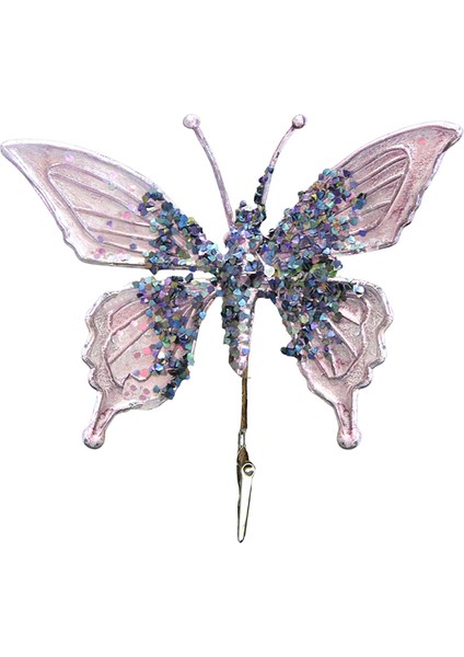 Yılbaşı Süsü Klipsli Kelebek Mor 18 cm