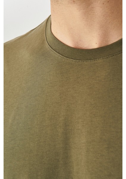 Erkek Hakı-bej Melanj Slim Fit Dar Kesim Bisiklet Yaka 2'li Tişört Paketi