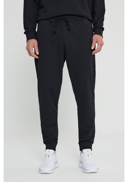 Erkek Siyah Standart Fit Normal Kesim 2 İplik Cepli Rahat Recycle Pamuklu Jogger Eşofman Altı fırsatları