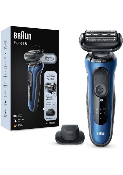 Series 6 B1200s Kablosuz Tıraş Makinesi – SensoFlex Başlık, EasyClick Sistemi, Islak/Kuru Kullanım
