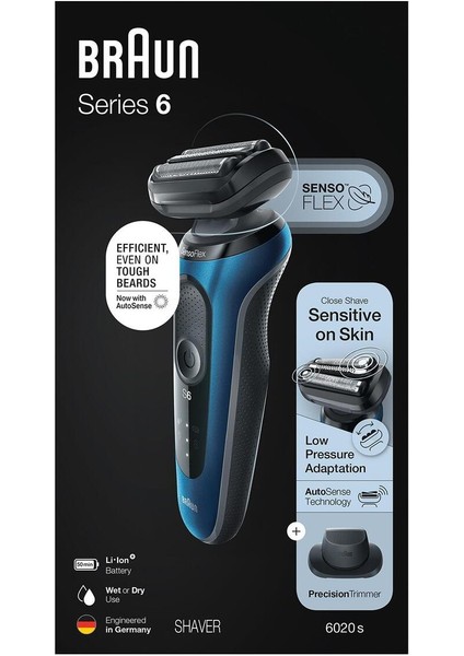Series 6 B1200s Kablosuz Tıraş Makinesi – SensoFlex Başlık, EasyClick Sistemi, Islak/Kuru Kullanım