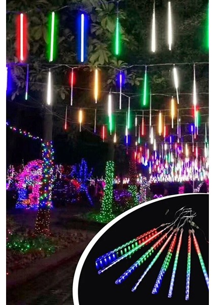 8li Kayan Meteor LED Işık Renkli Bahçe Ev Dekor Süsleme Kayan Işıklar
