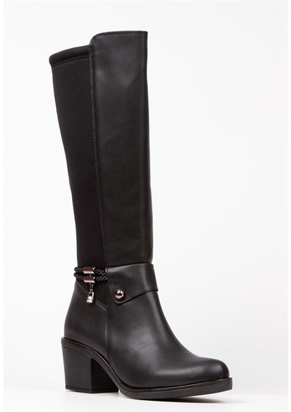 Kadın Siyah Taş Dedaylı Topuklu Dalgıç Çizme modelleri