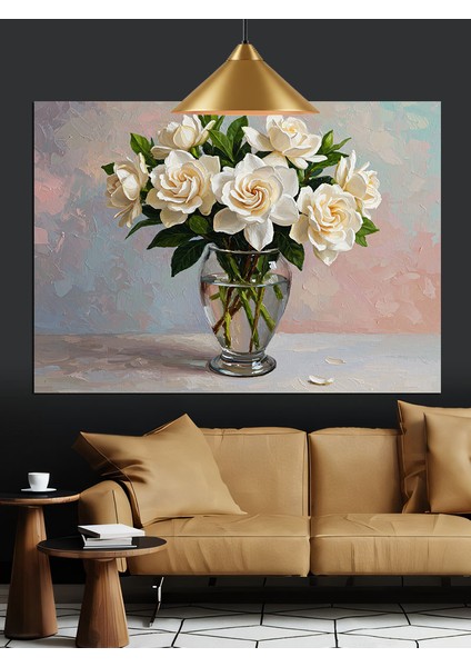 Vazoda Beyaz Çiçekler Dekoratif Kanvas - Mdf Ahşap Tablo modelleri