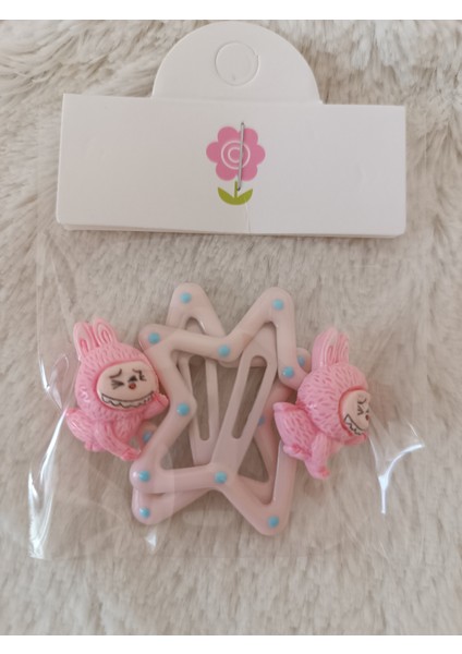 Labubu Model Seramik 4 cm Mine Kaplamalı Puantiyeli Soft Renkli Çıt Çıt Çiftli Çocuk Tokası modelleri