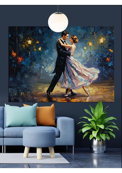 Romantik Dans Eden Çift Dekoratif Kanvas - Mdf Ahşap Tablo