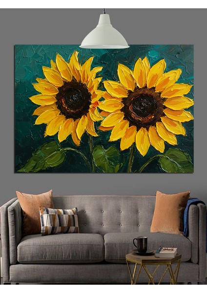 Sarı Ayçiçekleri Yakın Çekim Dekoratif Kanvas - Mdf Ahşap Tablo fiyatları