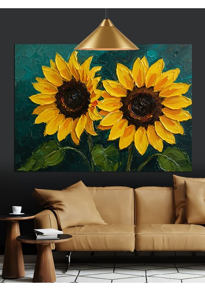 Sarı Ayçiçekleri Yakın Çekim Dekoratif Kanvas - Mdf Ahşap Tablo indirimleri