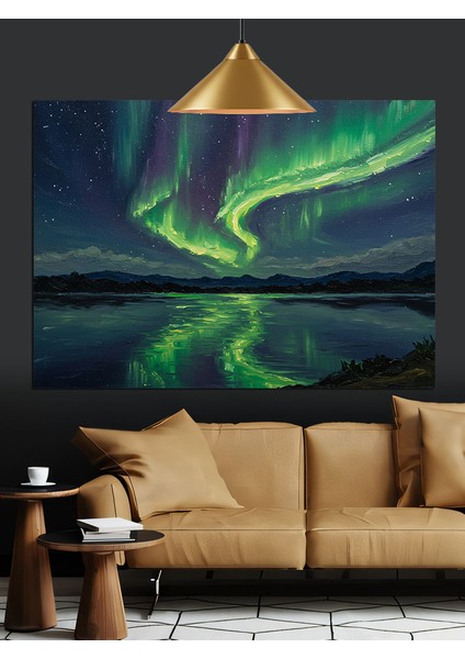 Gökyüzünde Kuzey Işıkları Dekoratif Kanvas - Mdf Ahşap Tablo fiyatları