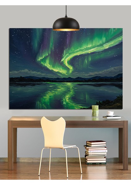 Gökyüzünde Kuzey Işıkları Dekoratif Kanvas - Mdf Ahşap Tablo indirimleri