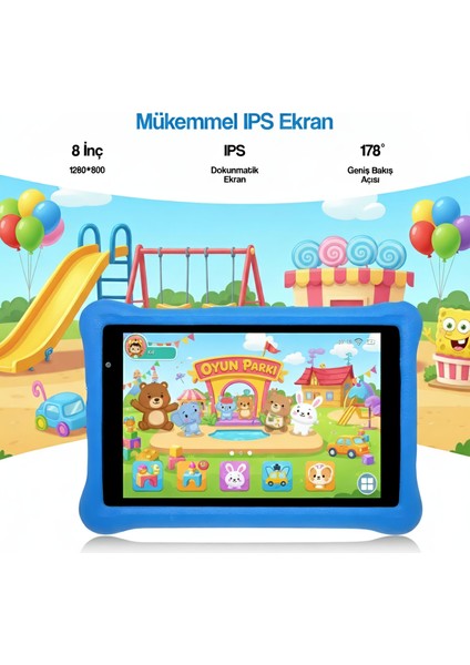 NPK01PRO 8" 1280X800 IPS Ekran 4gb 64GB ANDROID14 A523 2.0ghz Antişok Kılıf Çocuk Tableti indirimleri