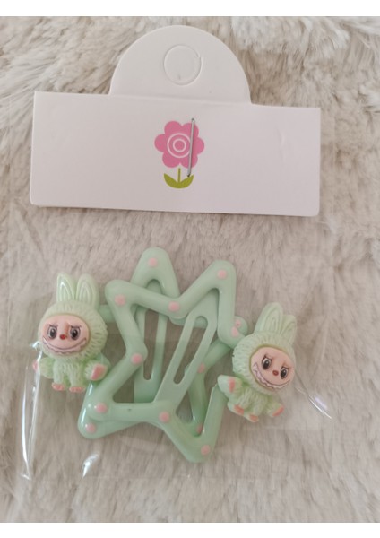 Labubu Model Seramik 4 cm Mine Kaplamalı Puantiyeli Soft Renkli Çıt Çıt Çiftli Çocuk Tokası