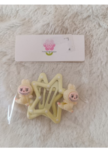 Labubu Model Seramik 4 cm Mine Kaplamalı Puantiyeli Soft Renkli Çıt Çıt Çiftli Çocuk Tokası