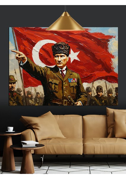 Askeri Üniformalı Atatürk Portresi Dekoratif Kanvas - Mdf Ahşap Tablo modelleri