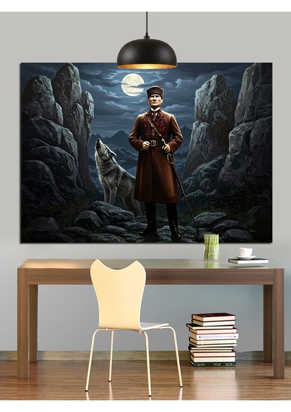 Kayalıklar Arasında Atatürk Silüeti Dekoratif Kanvas - Mdf Ahşap Tablo fiyatları
