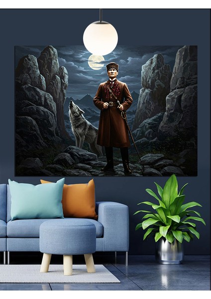 Kayalıklar Arasında Atatürk Silüeti Dekoratif Kanvas - Mdf Ahşap Tablo modelleri
