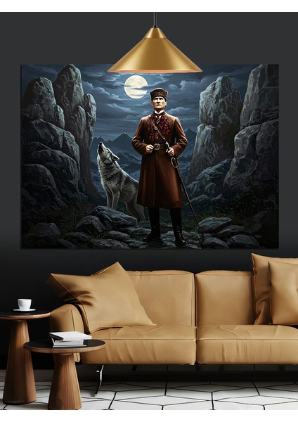 Kayalıklar Arasında Atatürk Silüeti Dekoratif Kanvas - Mdf Ahşap Tablo fırsatları